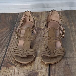 Stuart Weitzman Huarache Nubuck Kitten-Heel 7